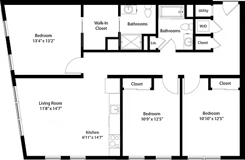 Floor plan Three Bedroom