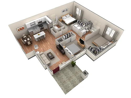 Floor plan 3 BR Grand Courtyard w/ Garage