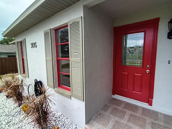 Front door and landscaping