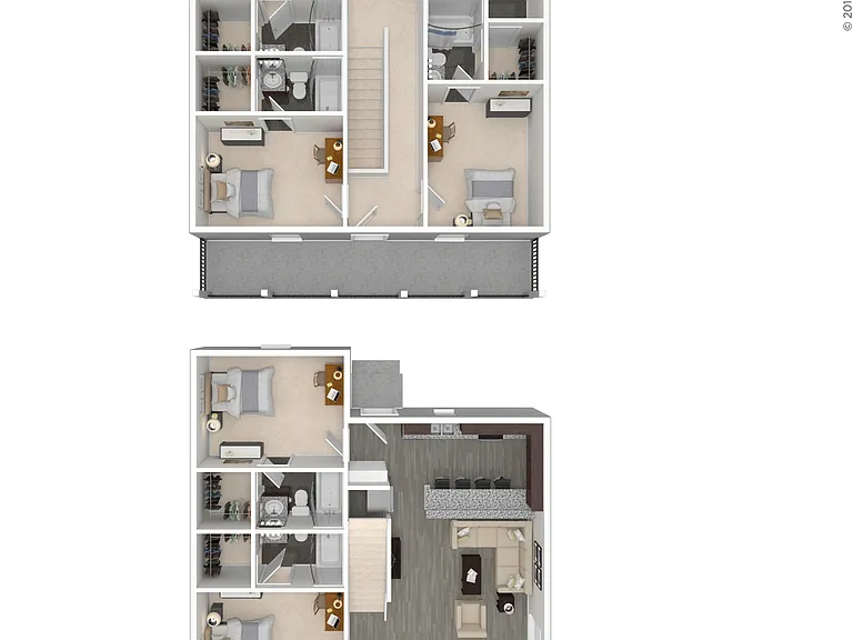 5 Bed Cottage Upper Deck 3D Floorplan 5 Bed Cottage Upper Deck 3D Floorplan