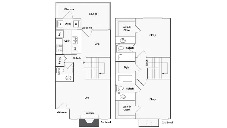 Floor plan 2 Bed 2.5 Bath C