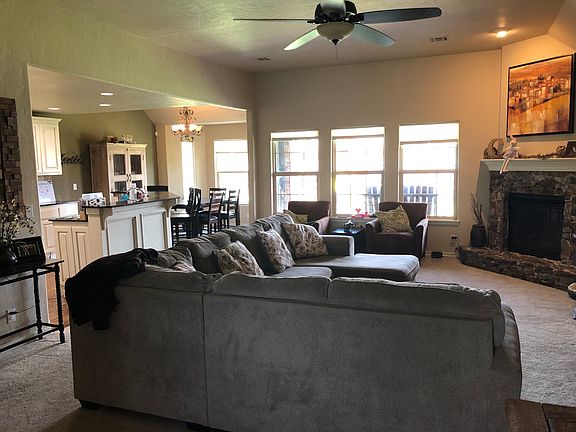 Living room with stone FP