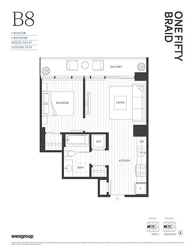 Floor plan 1 Bedroom (B8)