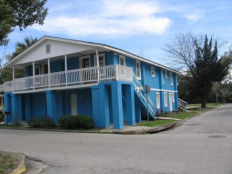 View from the north, with front of home