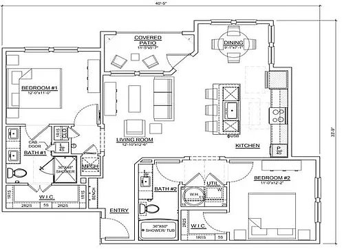 Floor plan Two Bedrooms/Two Baths