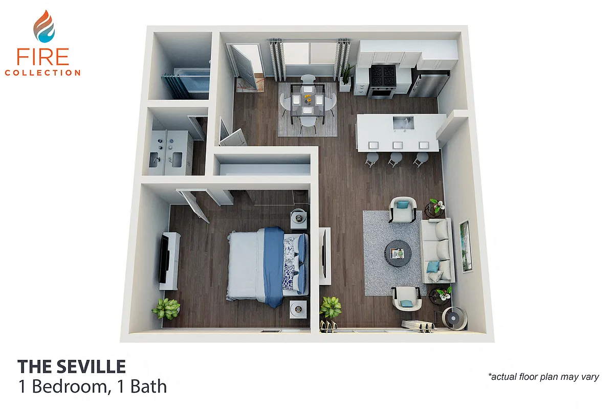 Floor plan 1 Bedroom, 1 Bath