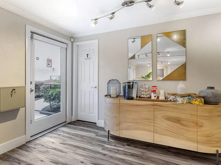 Indulge in the perfect blend of comfort and convenience at Cornerstone Apartments - where every visit to our updated leasing office is a delightful start with our new coffee bar!