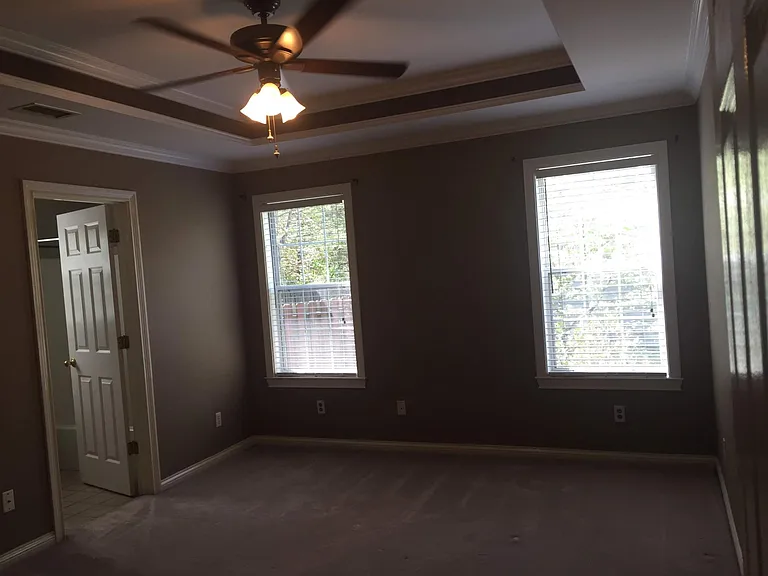 Beautiful tray ceiling in master bedroom.