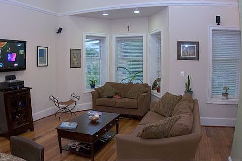 Front bay window, lot's of light.  Three sky lights.