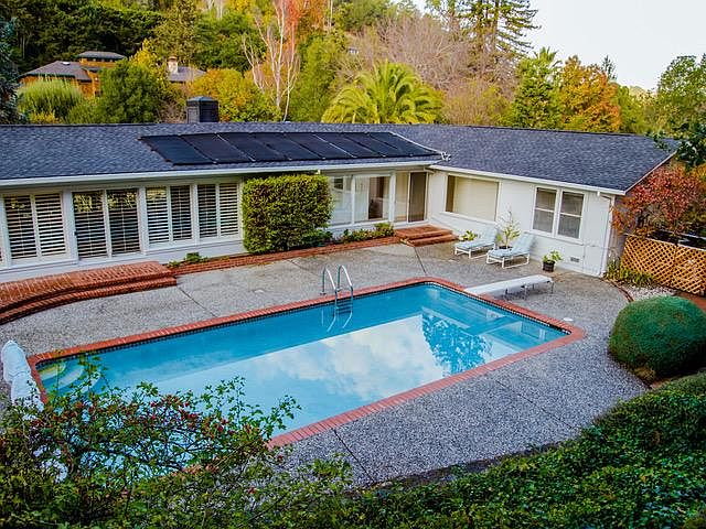 Back of house with pool