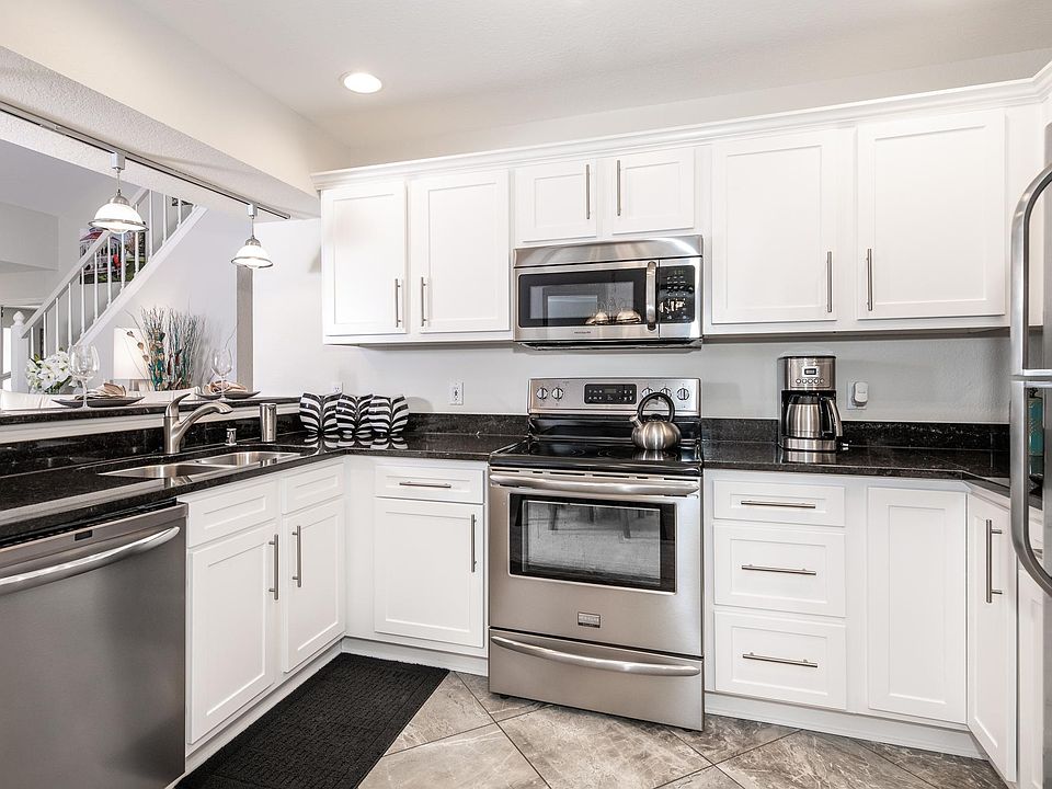 Stainless steel appliances in kitchen