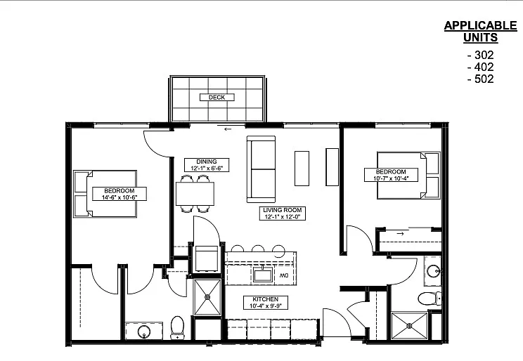 Floor plan 2 Bed x 2 Bath