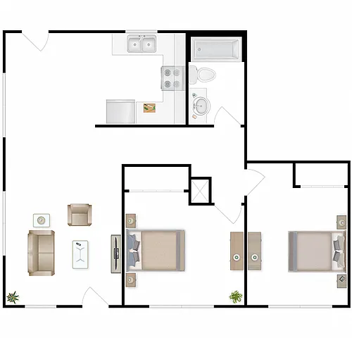 Floor plan 2x1 West Cottage
