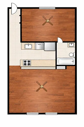 Floor plan 1 Bedroom 2nd floor Back