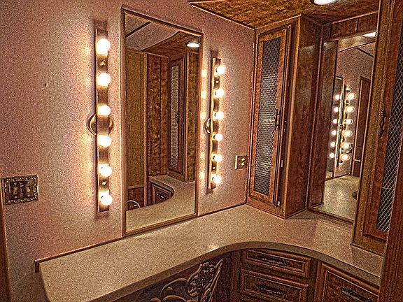 Master bath lighted vanity