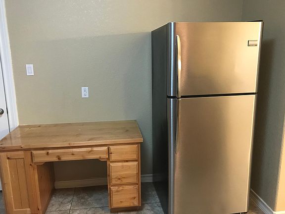 Fridge and desk