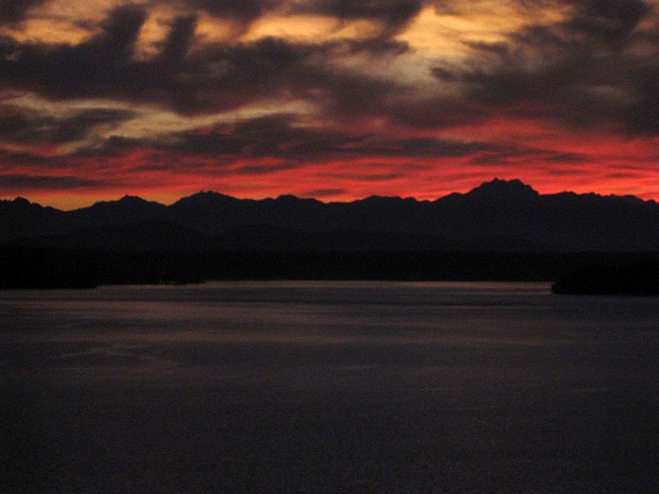 View of sunset from back deck