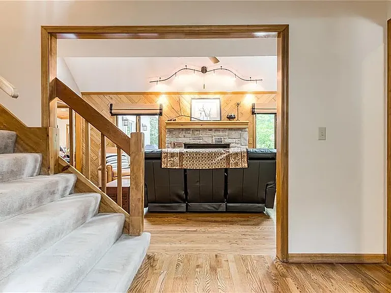 Looking from the entryway into front living room