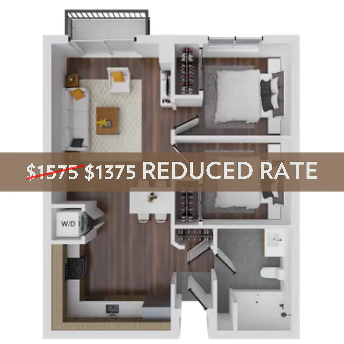 Floor plan 2BR/1BA