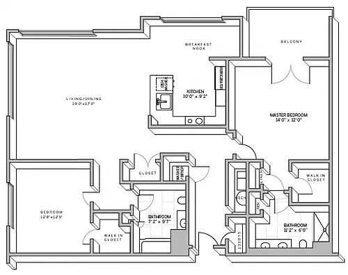 Floor plan 2 Bed 2 Bath B4D