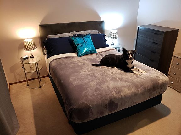 Downstairs bedroom # 2 (shown with Queen bed). Large closet.