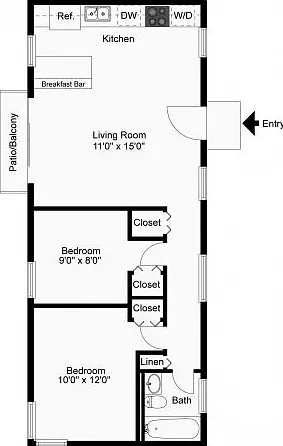 Two bedroom floor plan Two bedroom floor plan