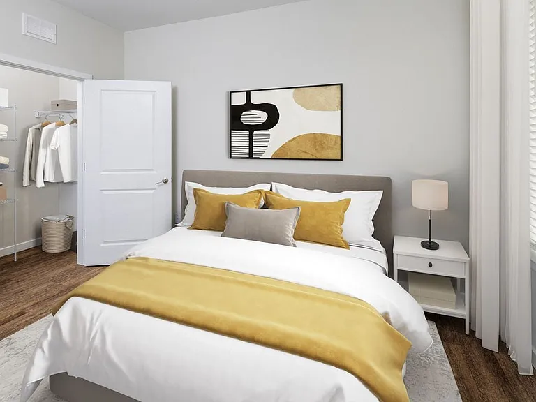 Bedroom with hard surface flooring