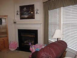 Cozy corner fireplace; great for a relaxing evening in winter