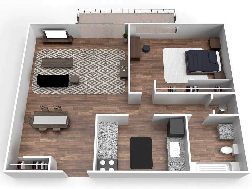Floor plan Renovated One Bedroom