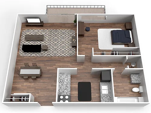 Floor plan Renovated One Bedroom