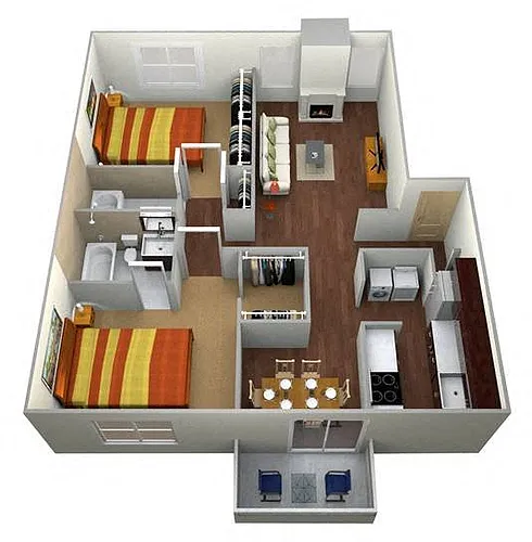 Floor plan Two Bedroom Two Bath