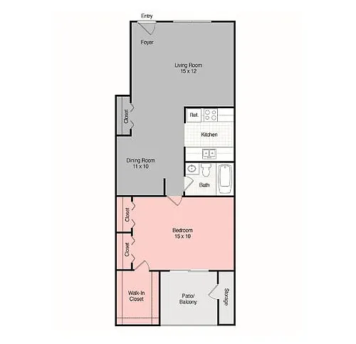 Floor plan 1 BR 1 Bath New