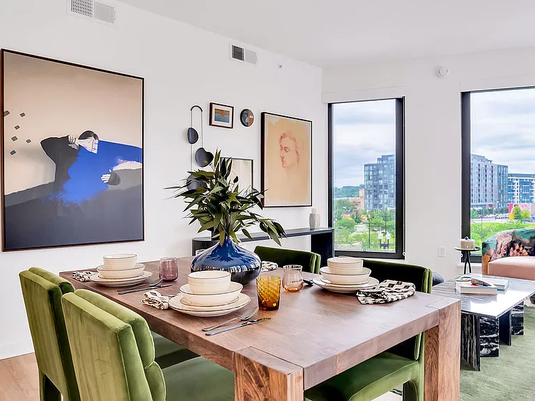 Dining area inside of the model apartment