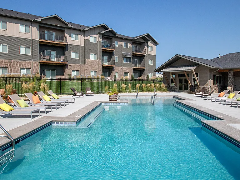 Seating next to pool at Avenue 204.