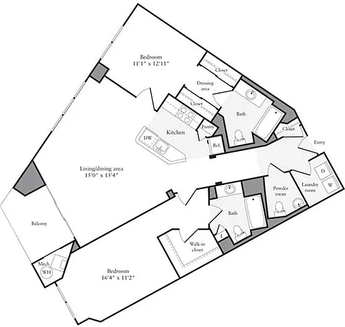 Floor plan 2 Bedrooms K