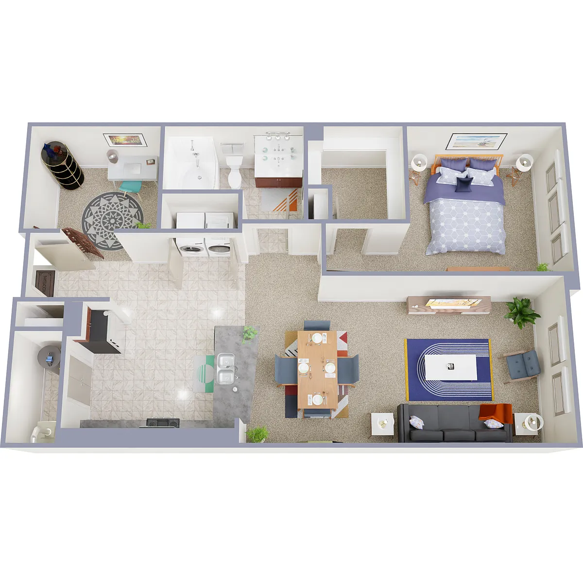 Floor plan The Residences 1 Bedroom + Den 1 Bath