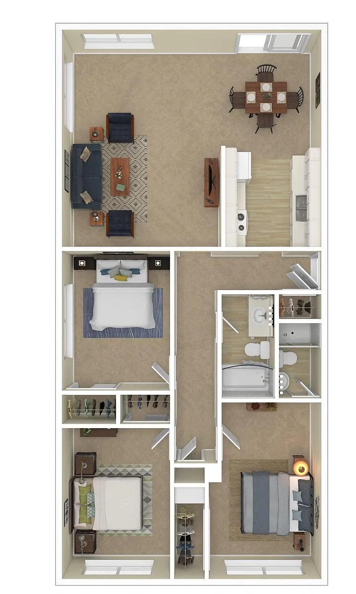 Floor plan 3 Bedroom, 2 Bath