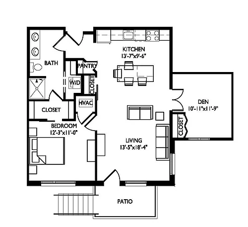 Floor plan 1 Bedroom plus Den