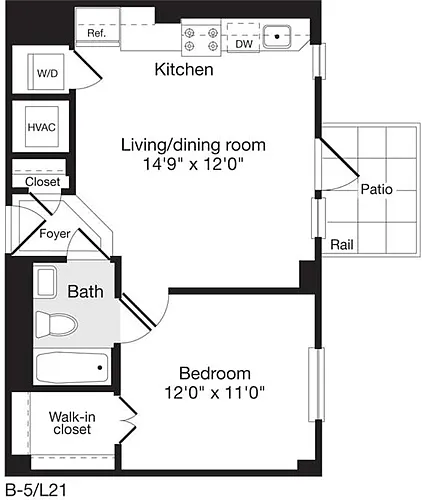 Floor plan 1 Bedroom C