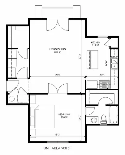 Floor plan 1 Bed 1 Bath