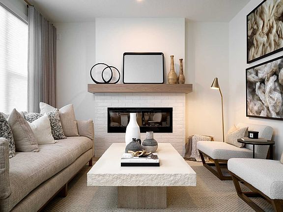 A photo of the great room of the Purcell 24 show home in Rockland Park by Brookfield Residential