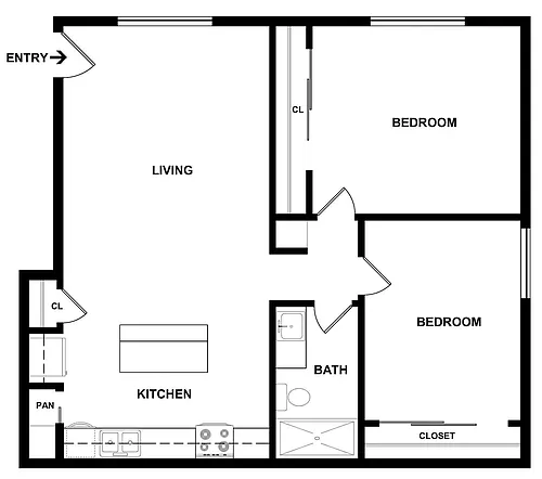 Floor plan 2/1 R - 900 sq/ft