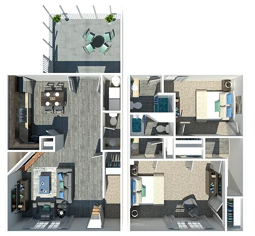 Floor plan Two Bedroom Two + Half Bathroom Townhome