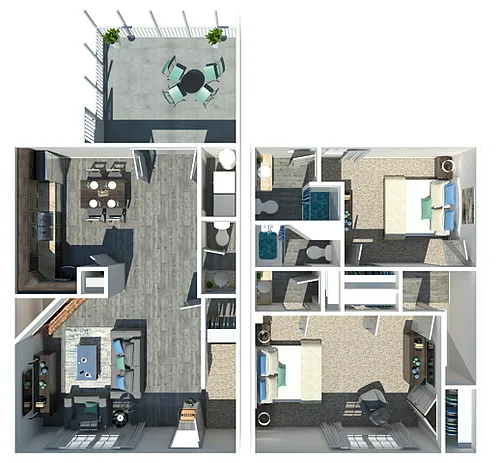 Floor plan Two Bedroom Two + Half Bathroom Townhome