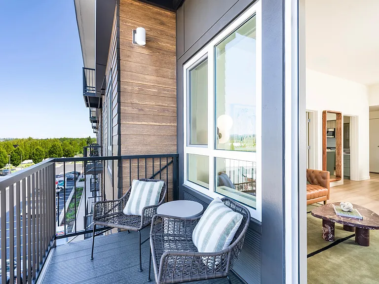 Private balconies at Modera Beaverton extend your living space with open-air views.