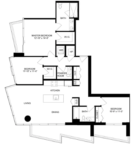 Floor plan 3 Bed-2.5 Bath-3A