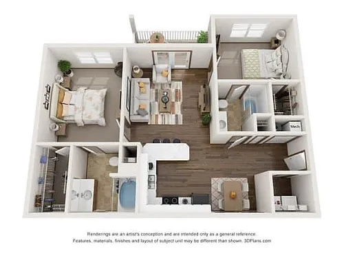 Floor plan 2 Bedrooms - 2 Bathrooms