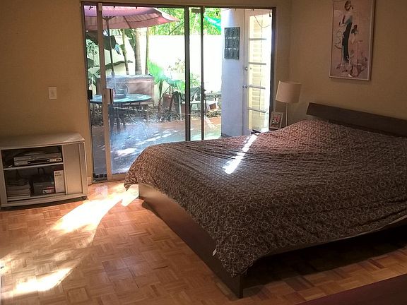 View of patio from main bedroom.