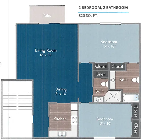 Floor plan 2 Bedroom, 2 Bath