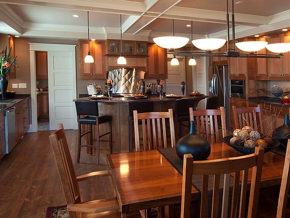 Dining area looking into kitchen